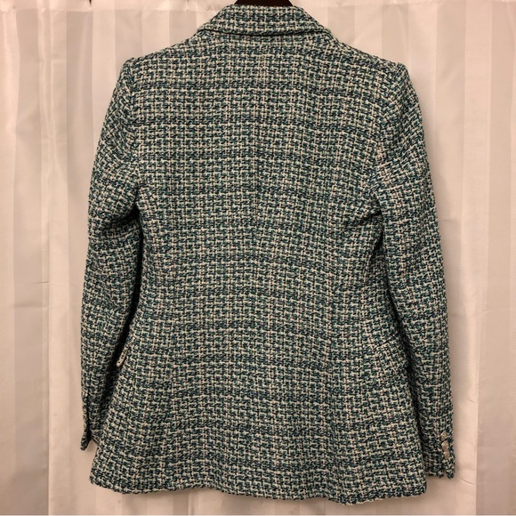 ZARA teal tweed blazer - Picture 3 of 7